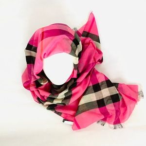 Ladies Beautiful Pink and Black Bold Plaid Scarf